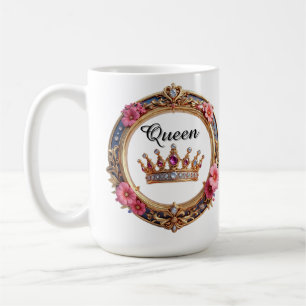 Mug Cadre Couronne Royale Avec Diamants Et Bordure Flo
