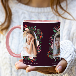 Mug Cadre d'arch moderne Fleur de Noël Photo de Joyeux