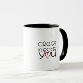 Mug Cadre de coeur de cadeau d'appréciation d'enseigna (Devant droit)