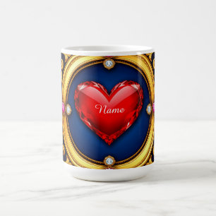 Mug Cadre de cœur doré luxueux
