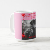 Mug Cadre de cœur rouge romantique Photo personnalisée (Devant gauche)