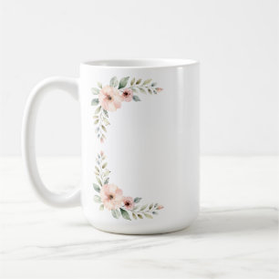 Mug Cadre de coin de mariage à l'aquarelle florale pêc