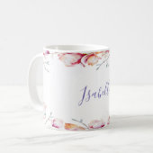 Mug Cadre de fleur de magnolia rose de nom blanc (Devant gauche)