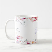 Mug Cadre de fleur de magnolia rose de nom blanc (Gauche)