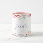 Mug Cadre de fleur de magnolia rose en blanc (Centre)