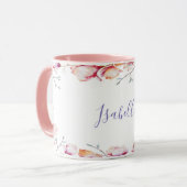 Mug Cadre de fleur de magnolia rose en blanc (Devant gauche)