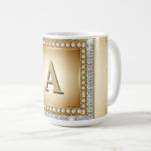 Mug ✨ Cadre de monogramme de nom en or diamant ✨ (Devant droit)