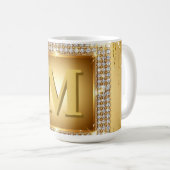 Mug ✨ Cadre de monogramme doré avec nom personnalisé ✨ (Devant droit)