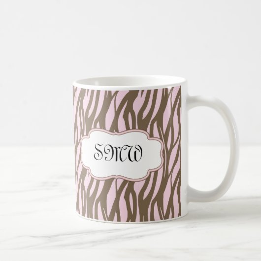 Mug Cadre de monogramme rose et Brown (Droite)