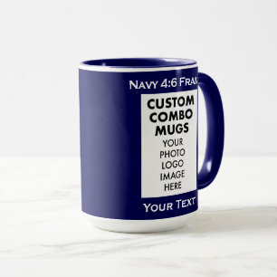 Mug Cadre de portrait Navy Blue 4:6 Combo personnalisé