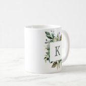 Mug Cadre de verdure botanique élégant avec monogramme (Devant droit)