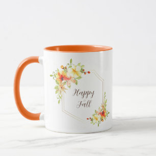 Mug Cadre floral d'automne avec texte personnalisable