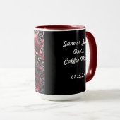 Mug Cadre floral noir et rouge 3D sculpté (Devant droit)