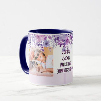MUG CADRE FLORAL SIMPLE 50E ANNIVERSAIRE DE MARIAGE