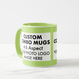 Mug Cadre Lime 4:6 Paysage 2 x Photo personnalisé Comb