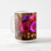 Mug Cadre orné d'or élégant avec des fleurs (Devant gauche)