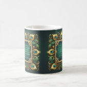 Mug Cadre Paon Vert Or Personnalisable (Centre)