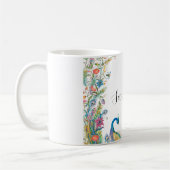 Mug Cadre Peacocs avec fleurs d'aquarelle (Gauche)