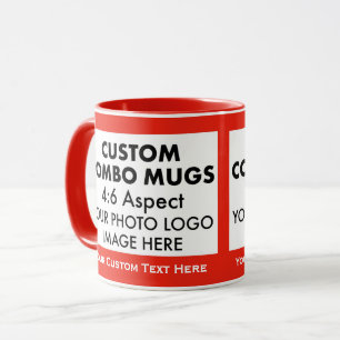 Mug Cadre personnalisé Combo Rouge 4:6 Paysage 2 x Pho