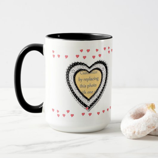 Mug Cadre Photo Avec Petits Coeurs (Avec donut)