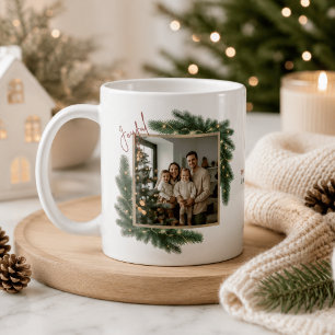 Mug Cadre photo de Noël joyeux Personnalisé Famille