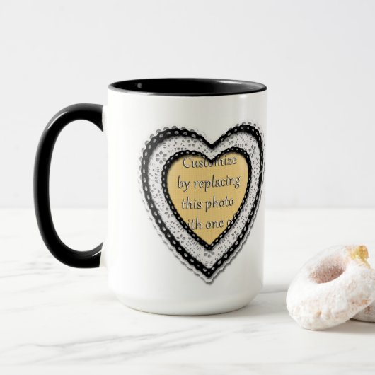 Mug Cadre photo du coeur déchiré (Avec donut)