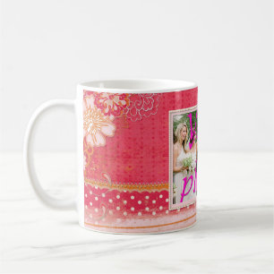 Mug Cadre photo Mariage rouge et rose
