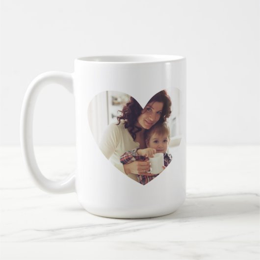 Mug Cadre photo moderne de coeur blanc Meilleure maman (Gauche)