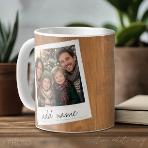 Mug Cadre Photo Rétro - Bois Rustique Carré Instagram