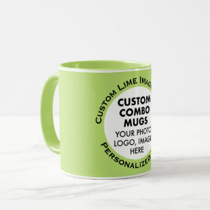 Mug Cadre photo rond + texte Combo personnalisé vert c