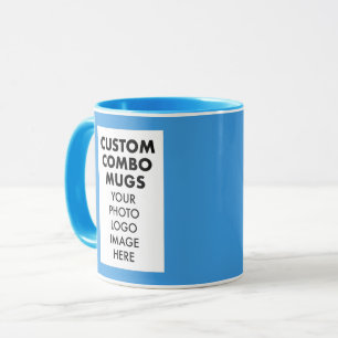 Mug Cadre Portrait Bleu Clair 4:6 2 Photos Combiné Per