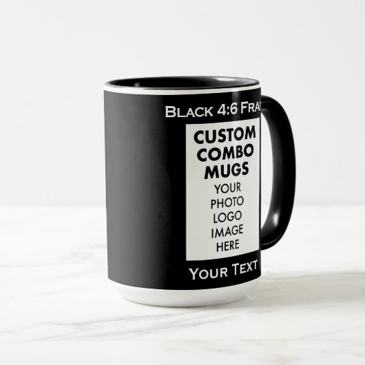 Mug Cadre Portrait Noir 4:6 Combo Personnalisé 2 Photo (Devant droit)
