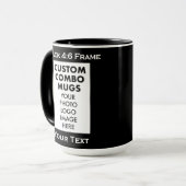 Mug Cadre Portrait Noir 4:6 Combo Personnalisé 2 Photo (Devant gauche)