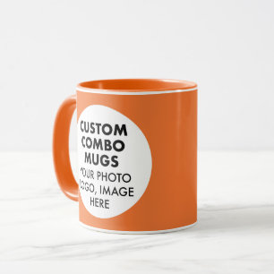 Mug Cadre Rond 2 x Logo Photo Orange Combo Personnalis