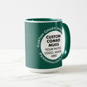 Mug Cadre rond 2x Texte photo grand vert combo personn