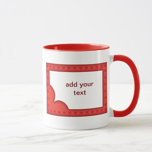 Mug Cadre rouge romantique avec coeurs (Droite)