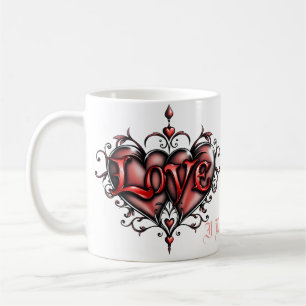 Mug Cadre Steampunk avec Roses rouges et Engrenages
