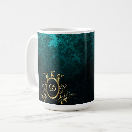 Mug Cadres en or damassé personnalisé (Devant gauche)