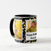 Mug Cadres photo personnalisables Noir Confetti Annive (Devant gauche)