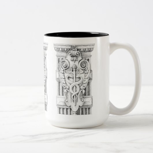 Mug CADUCÉE Haut Noir Bicolore (Droit)