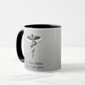 Mug Caduceus Classy Noble Médicale Élégant Noir Blanc (Devant gauche)