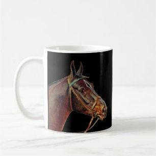 Mug Café à chevaux Brown, arrière - plan noir