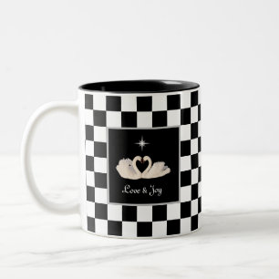 Mug Café à deux tons avec cygnes sur échiquier Noi
