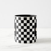 Mug Café à deux tons avec cygnes sur échiquier noi (Centre)