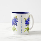 Mug Café à deux tons avec des Bluebonnets du Texas (Devant droit)