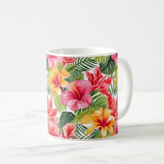 Mug café à fleurs tropicales (Devant droit)