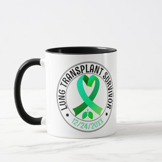 Mug Café à ruban vert pour survivante de la transplant (Gauche)