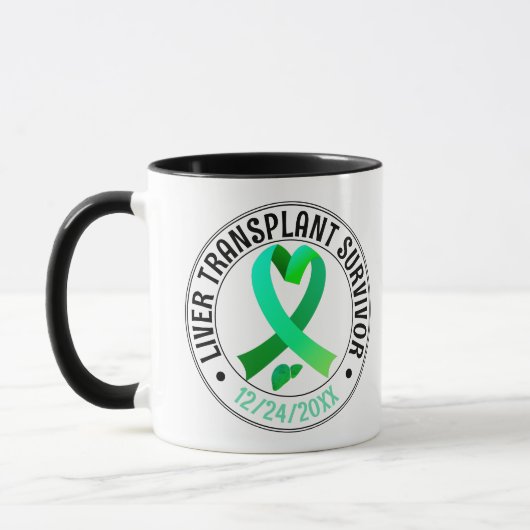 Mug Café à ruban vert pour survivante de la transplant (Gauche)