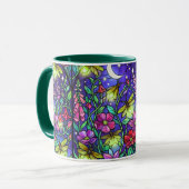 Mug café abeille florale de style vitrail (Devant gauche)