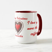 Mug Café amusant et coeur d'amour Valentines (Devant droit)
